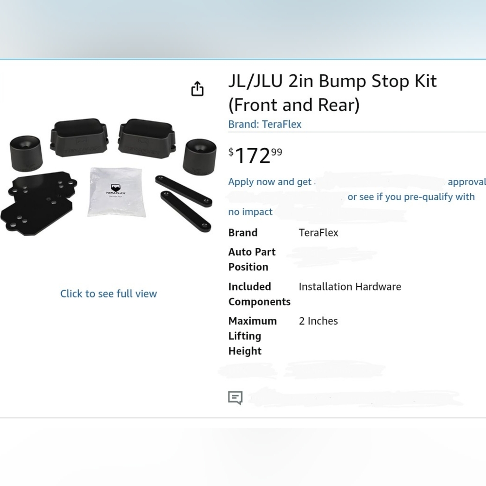 Black 2in Bump Stop Kit for JL/JLU